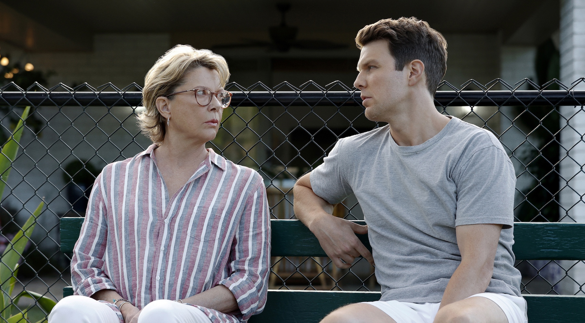 Annette Bening as Joy, Jake Lacy as Troy in Apples Never Fall