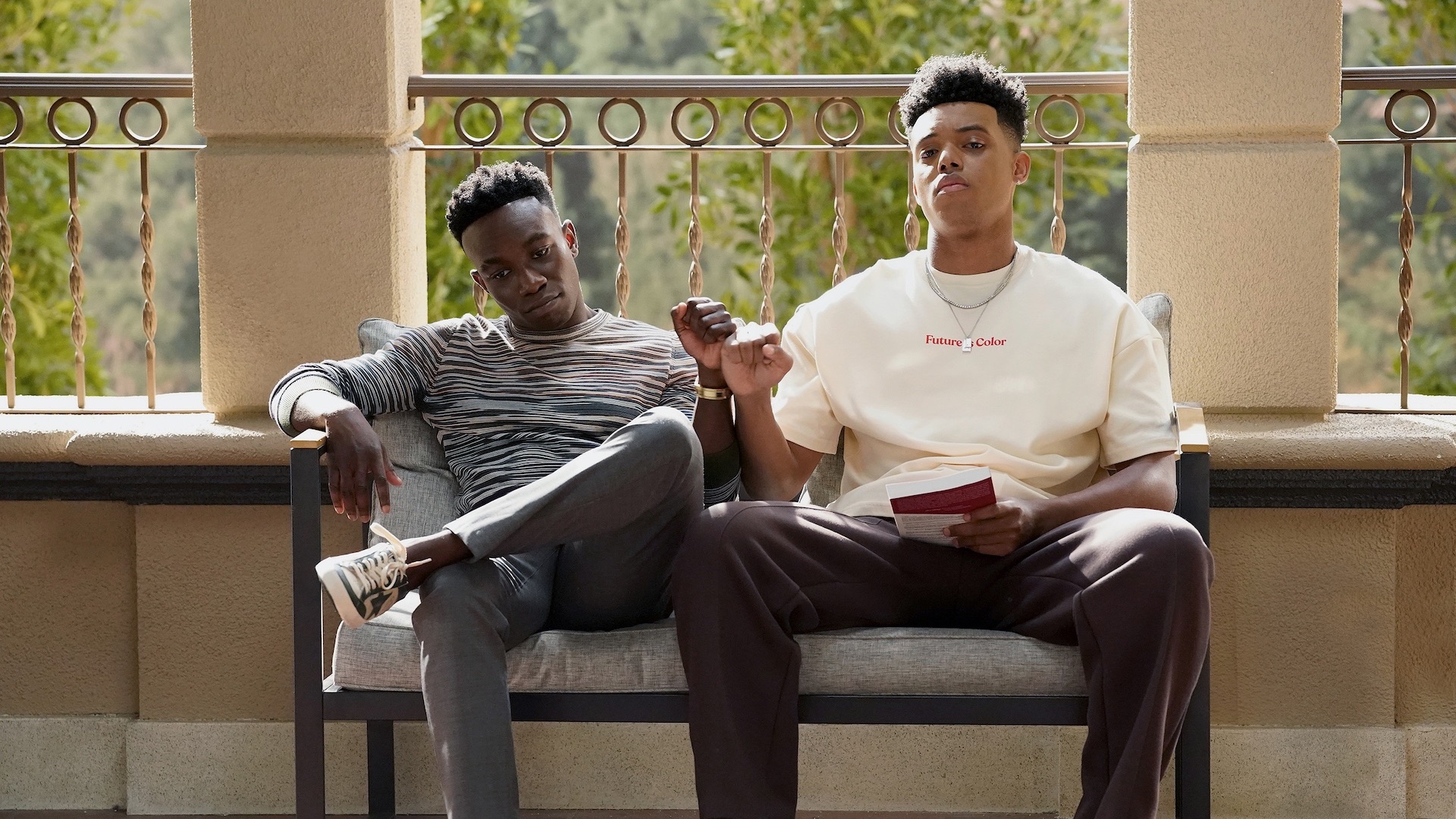 Olly Sholotan as Carlton and Jabari Banks as Will in Bel Air S3