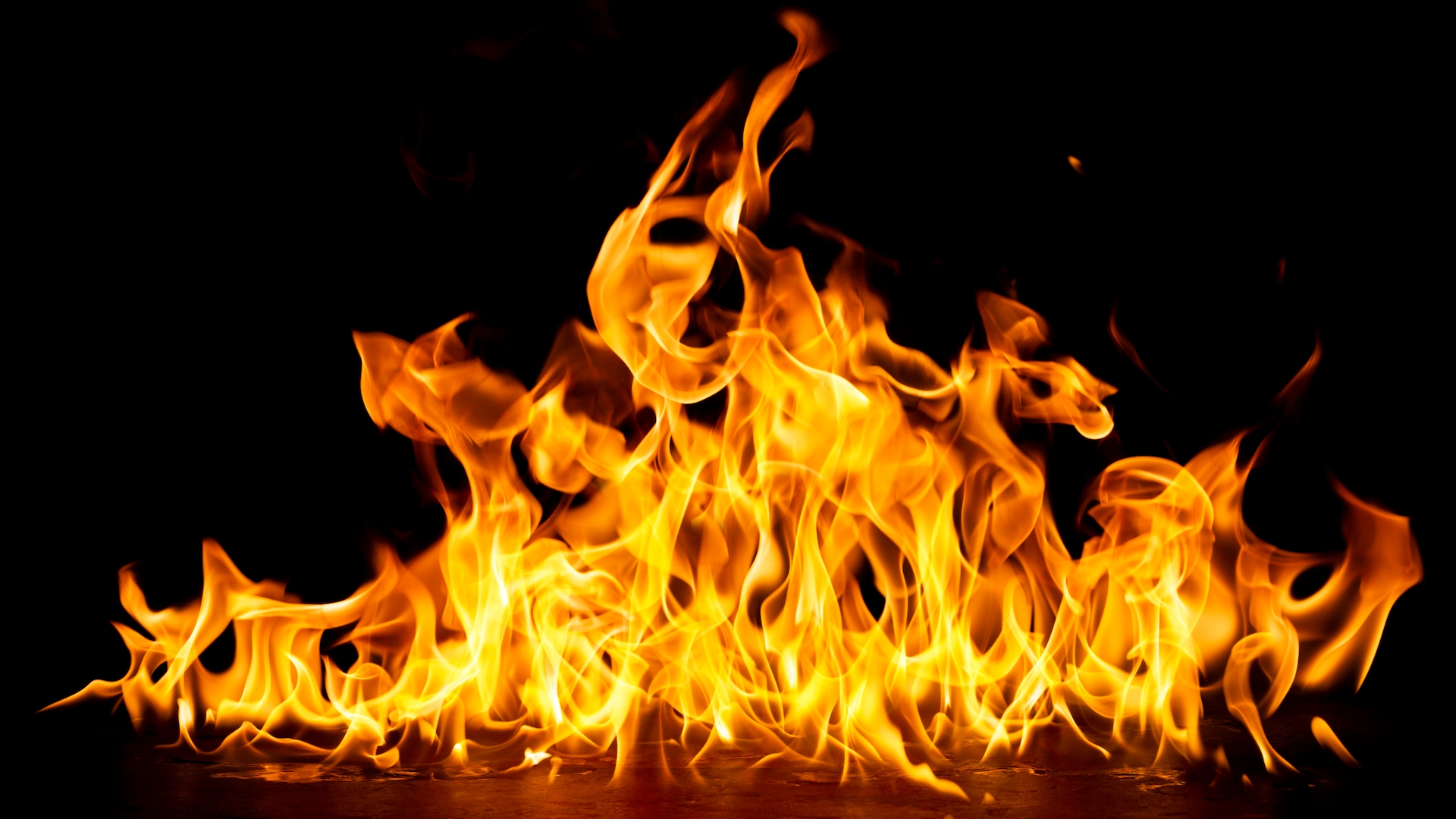 Fire burning flame Isolated on a black background
