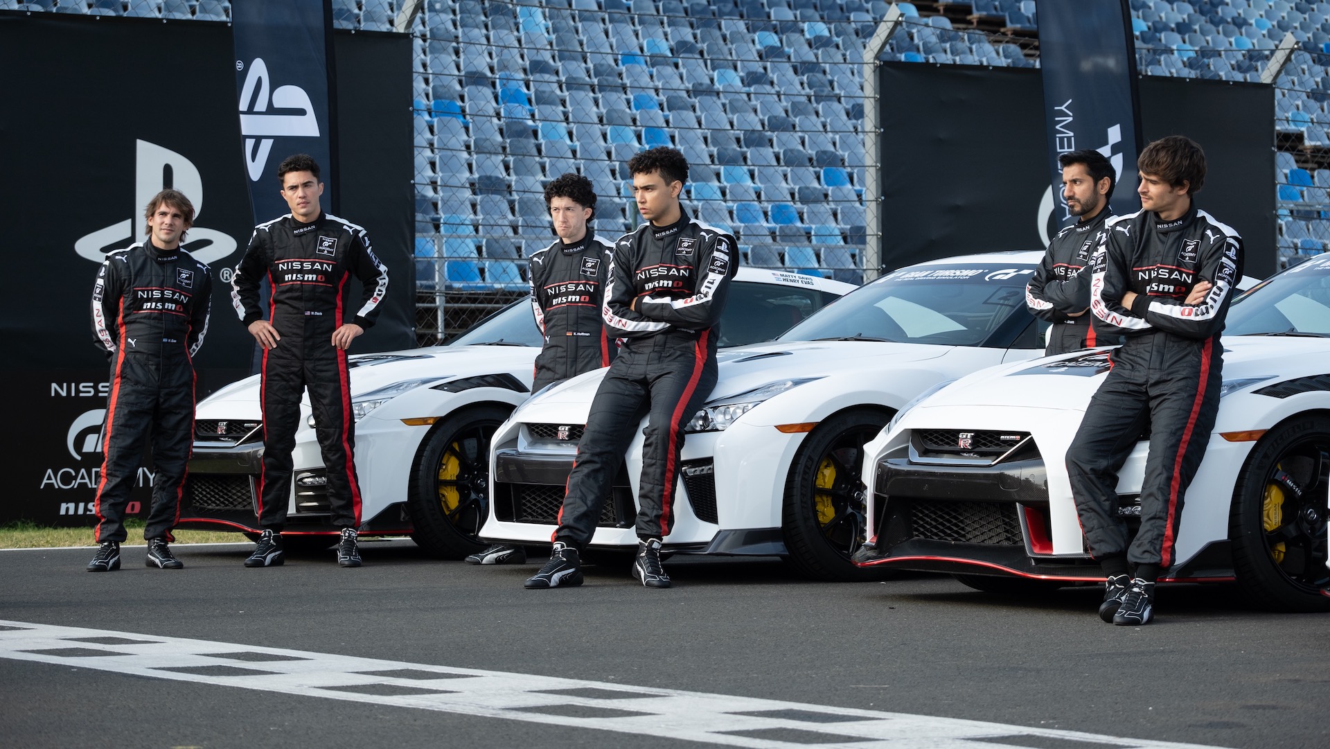 Mariano Gonzales, Darren Barnet, Maximilian Mundt, Archie Madekwe, Harki Bhambra and Pepe Barroso Silva star in Gran Turismo