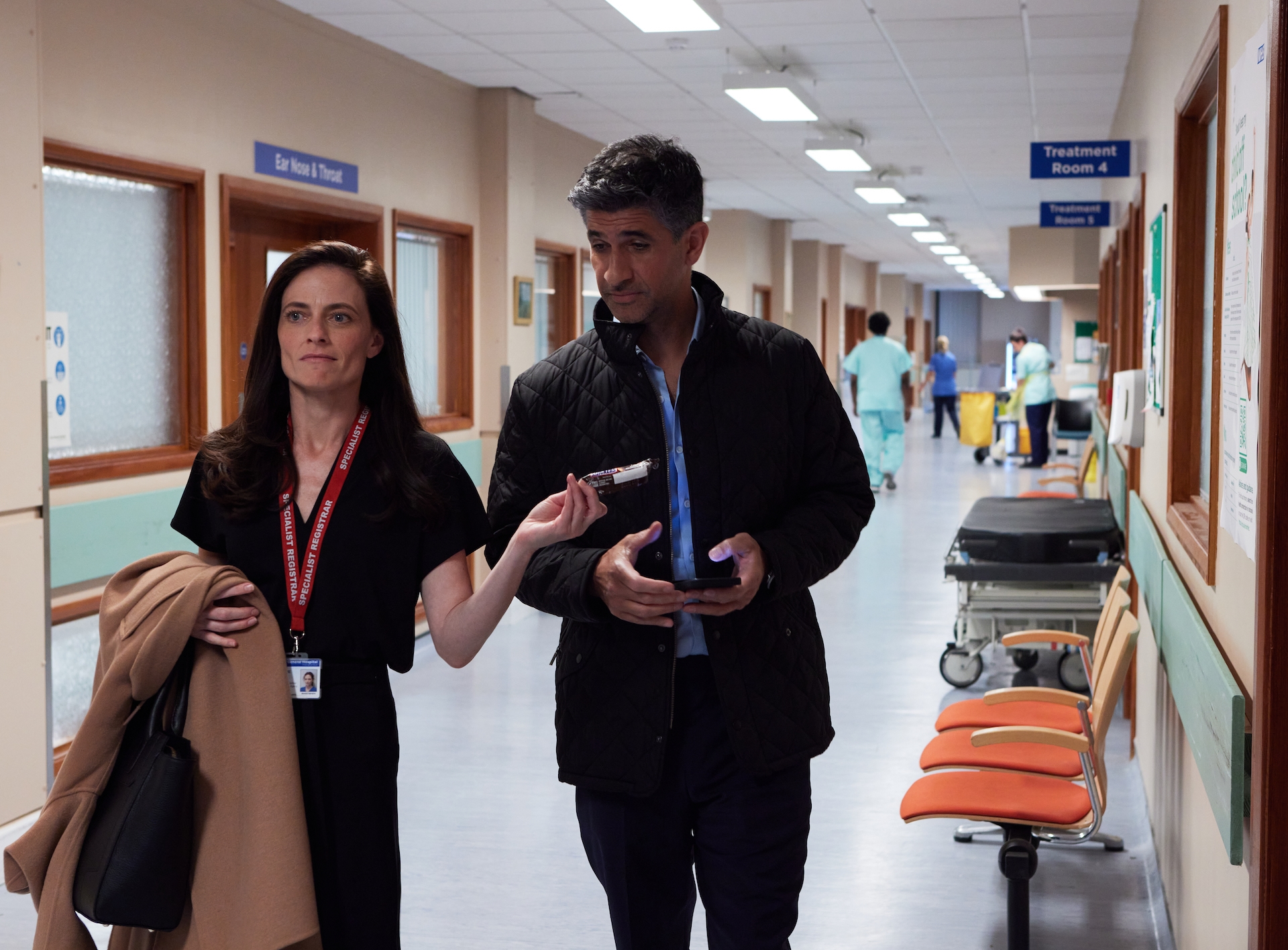 Lara Pulver as Catherine MacDiarmid and Raza Jaffrey as Jack in Maternal