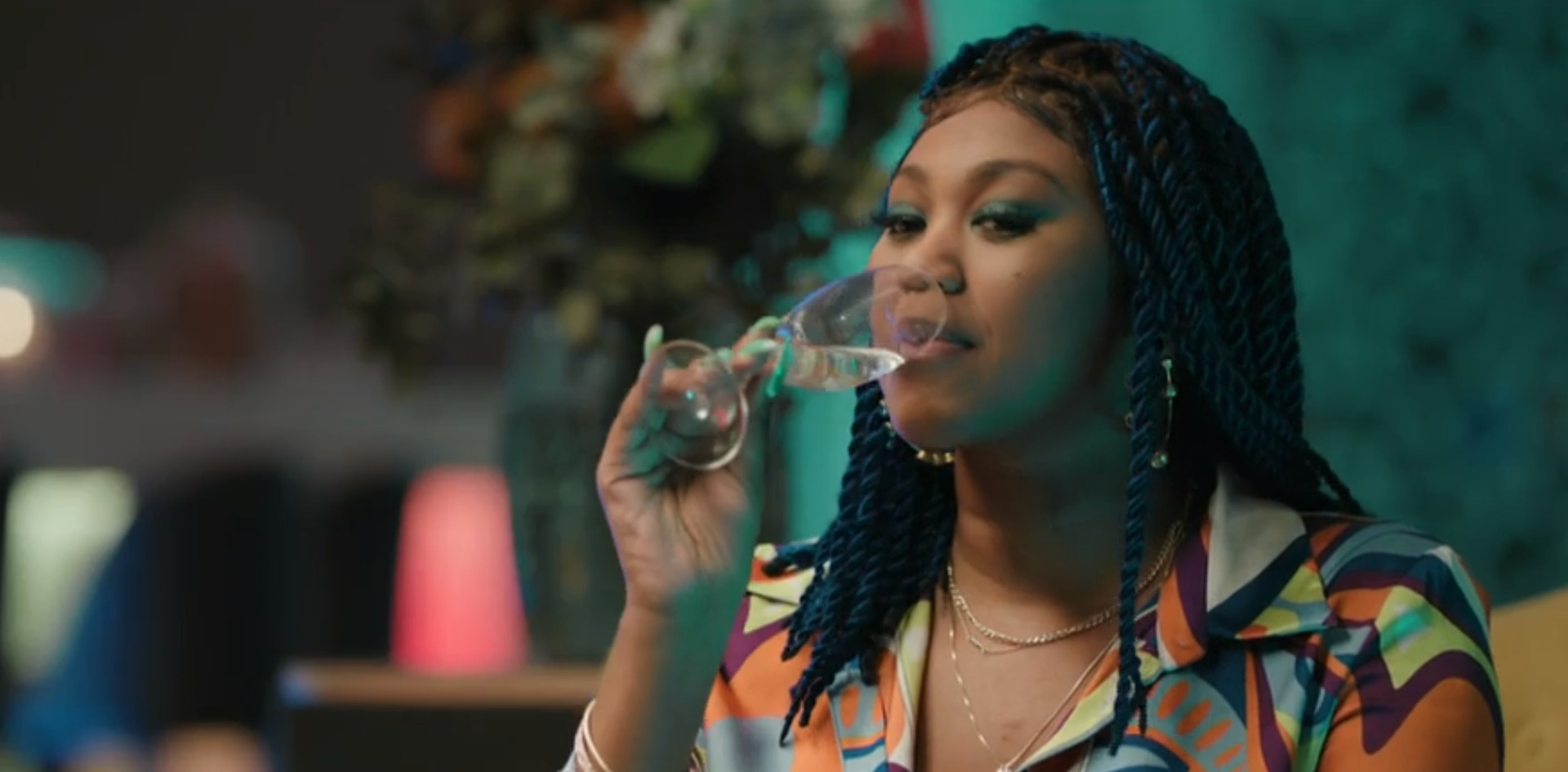 Nobuhle sipping Champagne in Adulting episode 2