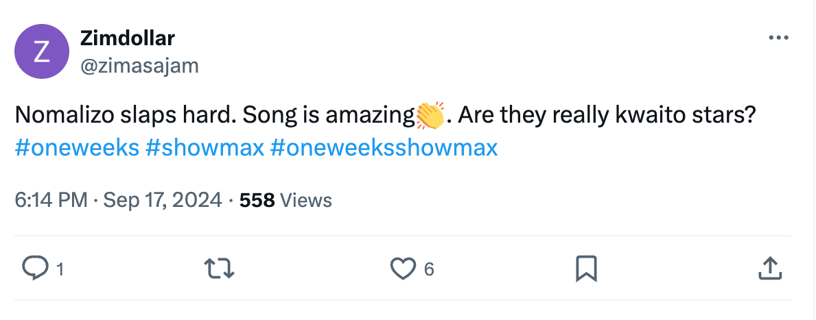 One Weeks S1 on Showmax