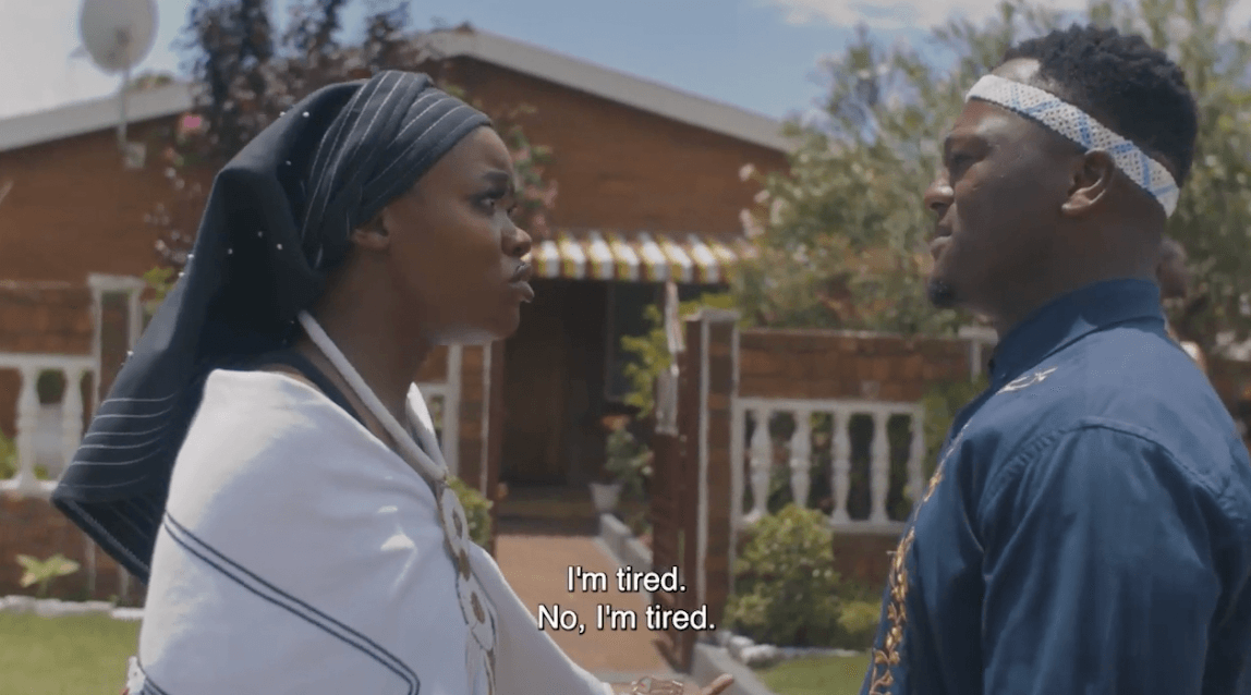 Zikhona Bali and Thembekile Komani in Thato Ya Modimo on Showmax