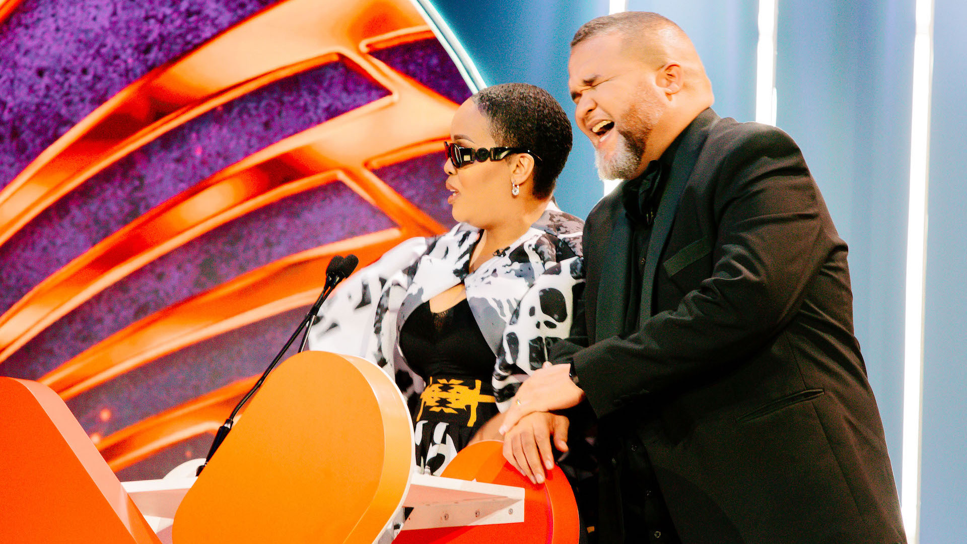 Tumi Morake and Jason Goliath at the Showmax Roast of Minnie Dlamini
