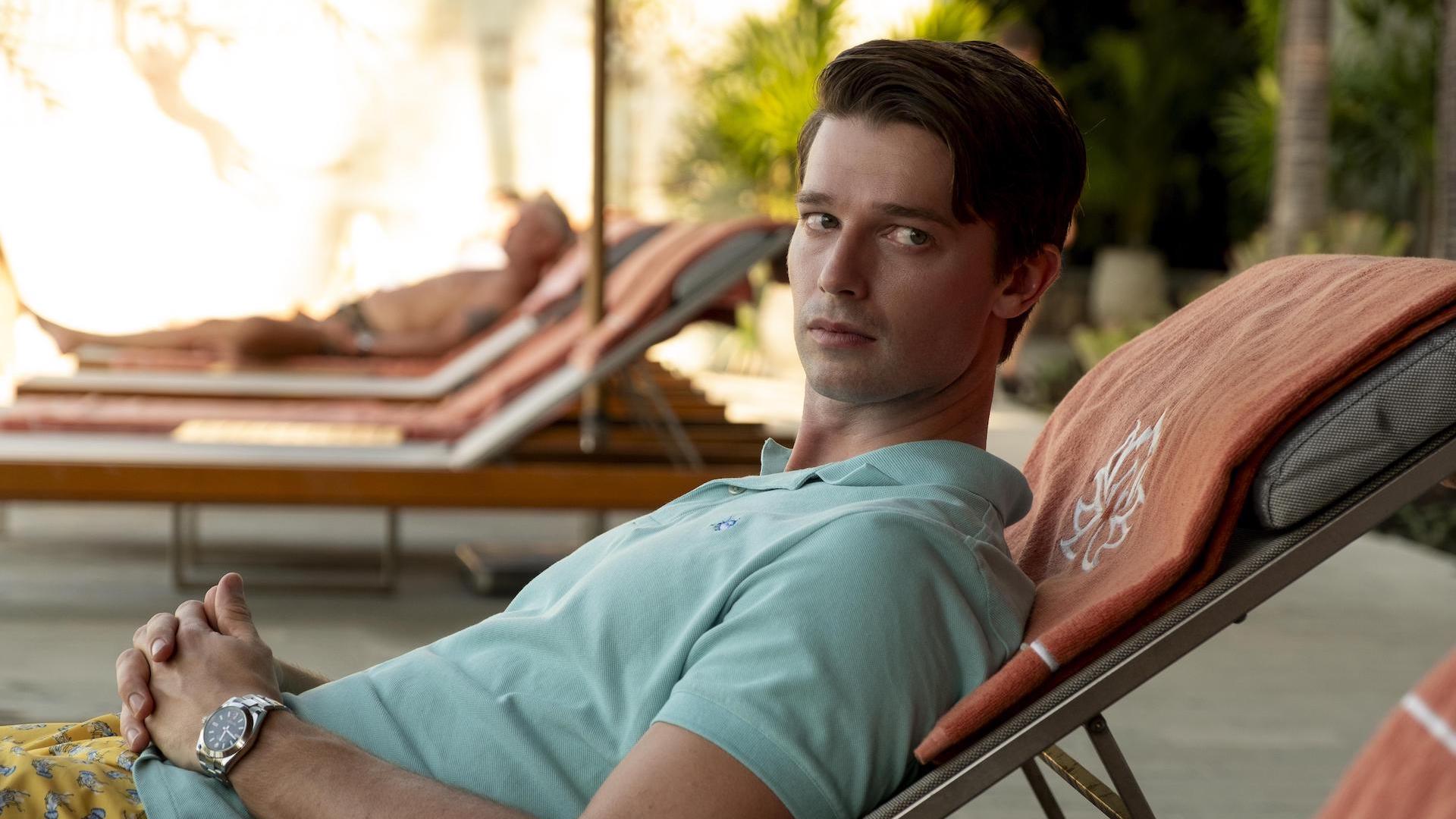 Patrick Schwarzenegger as Saxon Ratliff in The White Lotus S3 on Showmax