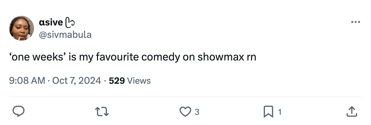One Weeks S1 on Showmax