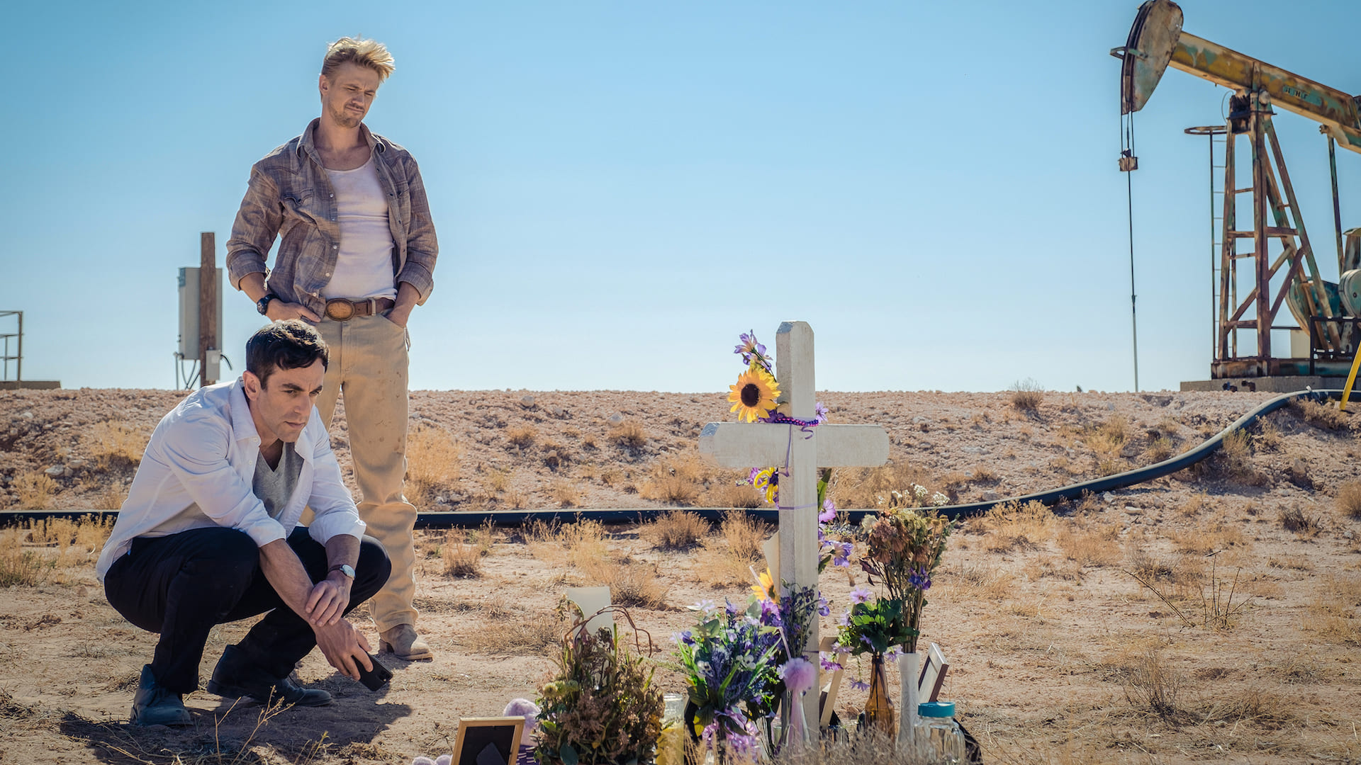 B.J. Novak as Ben Manalowitz and Boyd Holbrook as Ty Shaw on Showmax