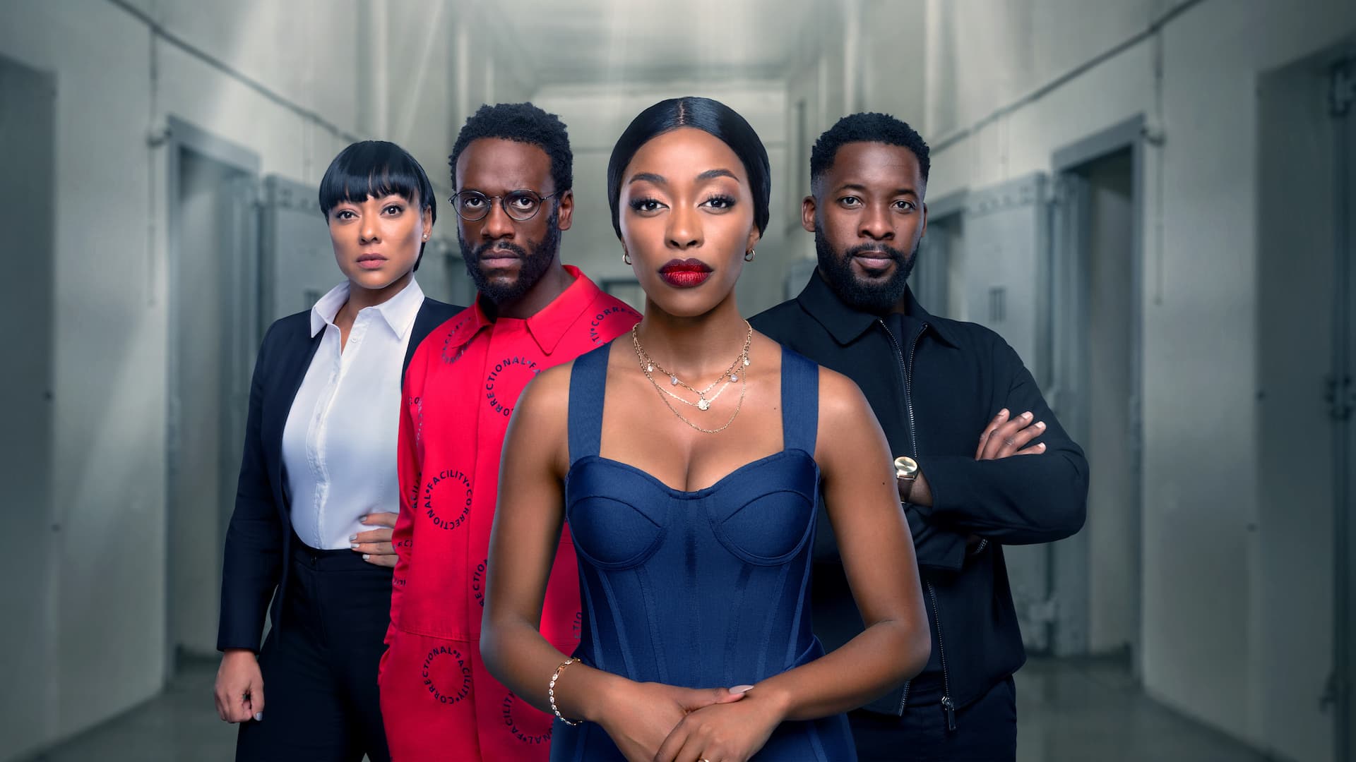 Lorcia Cooper as detective Morapedi, Bonko as Napoleon, Nqobile Khumalo as Lucy and Kwenzo Ngcobo as KG in Red Ink
