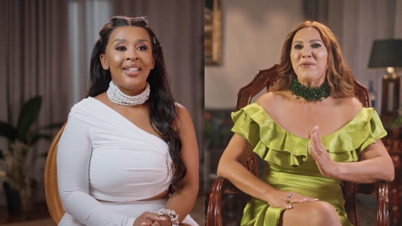Nonku and Liz in The Real Housewives Ultimate Girls Trip SA
