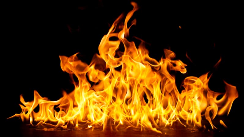 Fire burning flame Isolated on a black background