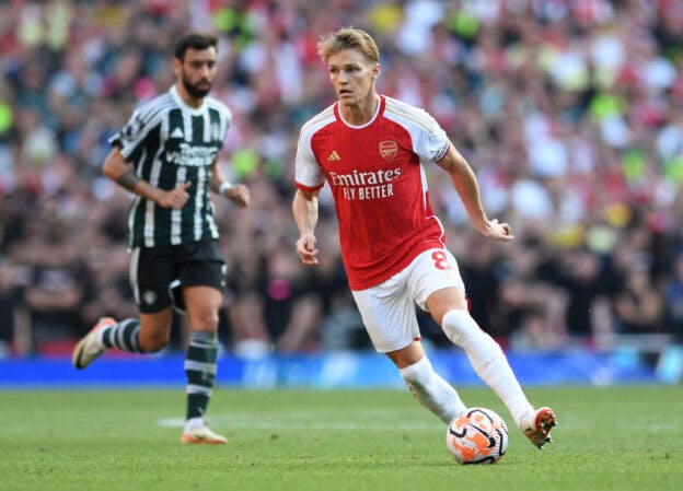 Martin Odegaard during the Premier League match between Arsenal FC and Manchester live on Showmax Premier League.