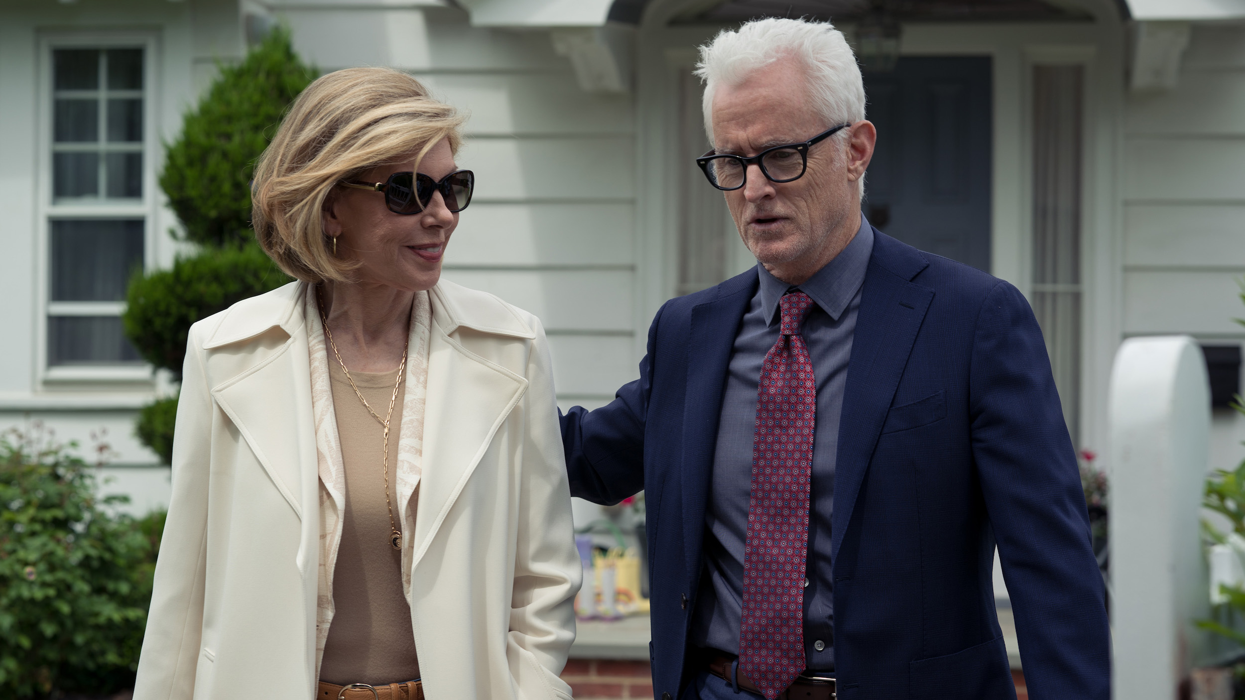 Christine Baranski as Diane Lockhart and John Slattery as Dr. Lyle Bettencourt in The Good Fight episode 6, Season 6 streaming on Showmax.