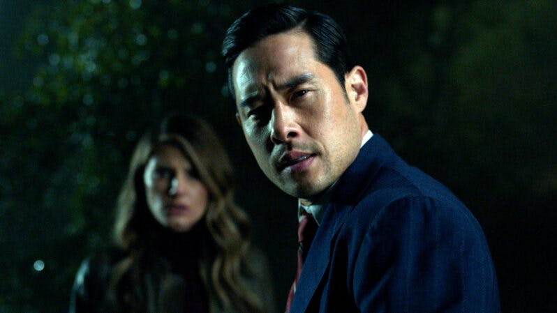 Caitlin Bassett as Addison, Raymond Lee as Dr. Ben Song in Quantum Leap S2 on Showmax