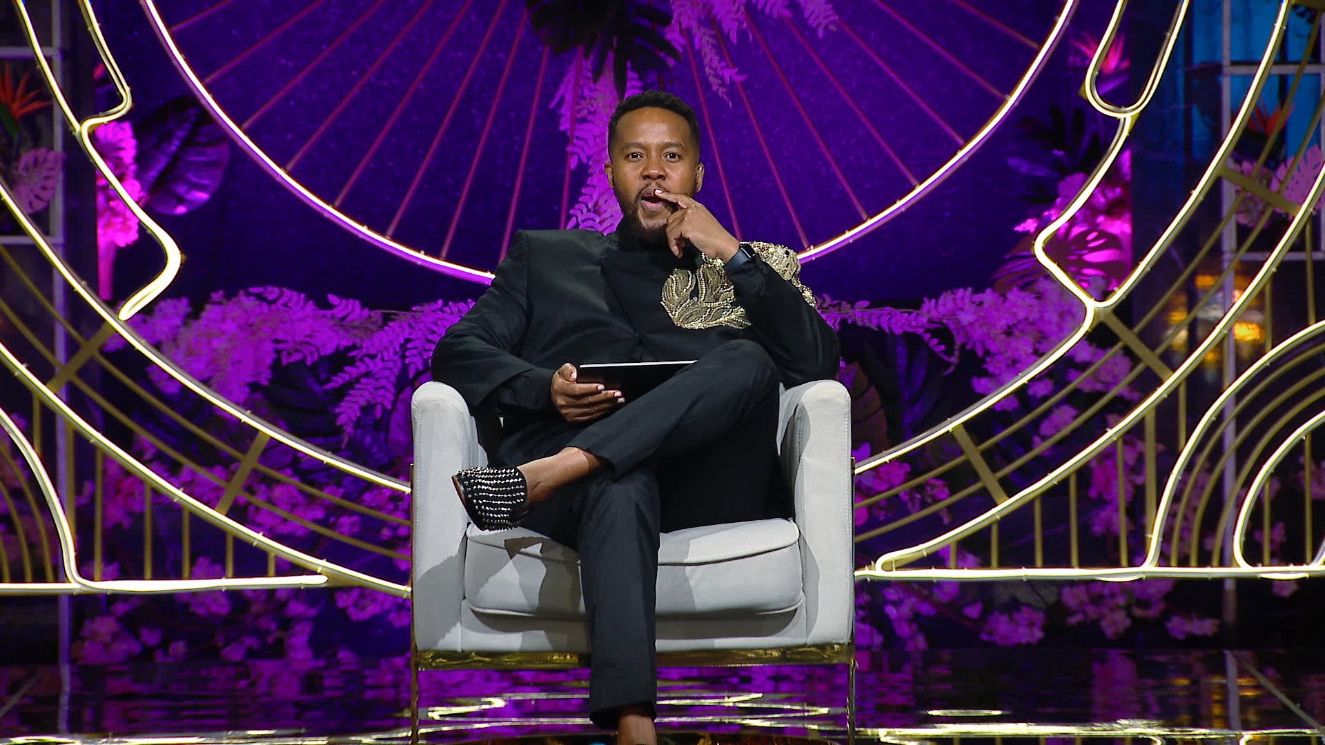 MaBlerh as the host of The Real Housewives of Durban Season 5 reunion on Showmax